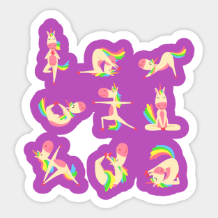 Unicorn Yoga Poses Funny Meditation Yogi Sticker